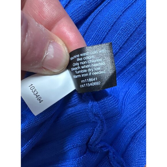 Lane Bryant Womens Blue Ribbed 3/4 Sleeve Top Keyhole Back Sweater Size 18/20 - Picture 9 of 10